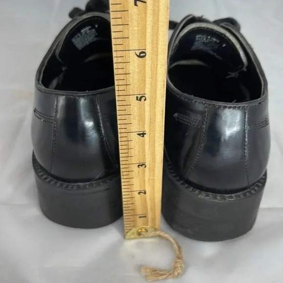 VINTAGE Monograms by Bass Mens Manny Shoe Black Leather Square Toe Lace Up  7 - Picture 11 of 13